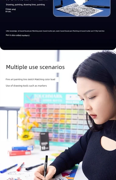 Çift Uçlu Kalem - Su Bazlı Kırmızı 12 - 9