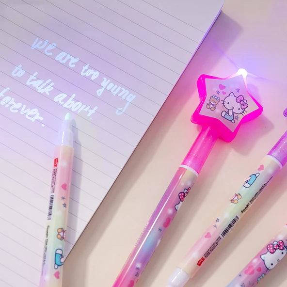 Gizli Floresan Kalem Işık Foto Kalem Luminous Marker UV Sihirli Kalem - Kombinasyon -4 set - 4