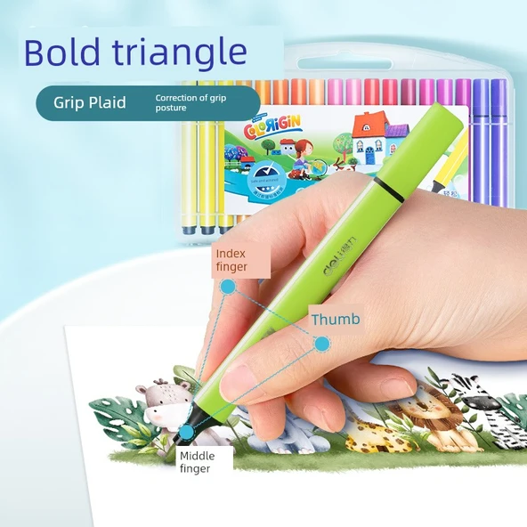 Sulu Boya Kalemleri - 18 Renk - Kalın Sap - 2 Boyama Kitabı ve Gouline Kalem ile - 4