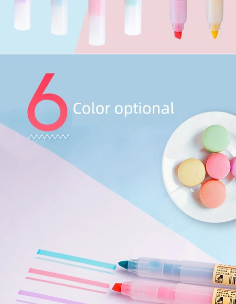 Fluoresan Vurgulayıcı Kalem - Macaron Kiraz Tozu - 8