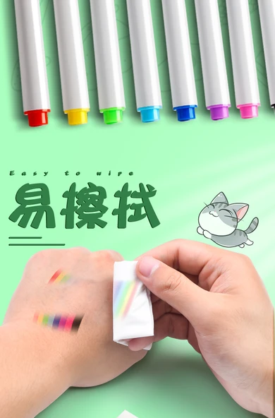 Silinebilir Çocuklar İçin Zararsız Beyaz Tahta Kalemleri - Çanta Fıçı - 24 Adet/8 Renk 3'er - 8