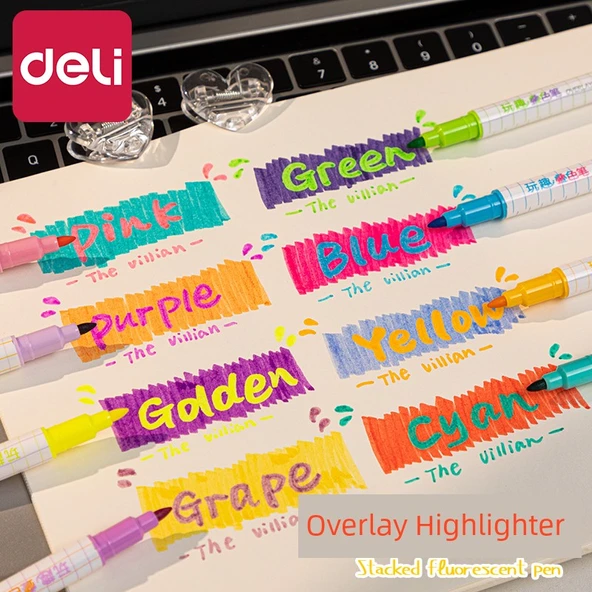 Fluoresan Kalem Seti - Yaz Güneşli [4 Renk] Koyu + 100 İndeks Postası - Resim 2