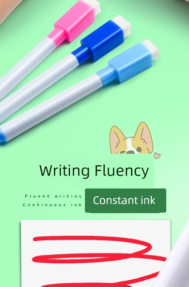 Silinebilir Çocuklar İçin Zararsız Beyaz Tahta Kalemleri - Çanta Fıçı - 24 Adet/8 Renk 3'er - 9