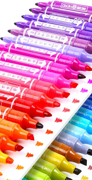 12 Renkli Poster Boyama Kalemi - Mor Kırmızı - 48 Renk - 8