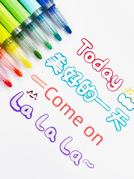 Çift Hat Kontur ve Sihirli Kalem Seti - 8 Renk Kontur Kalem + 12 Renk Sihirli Kalem - 4