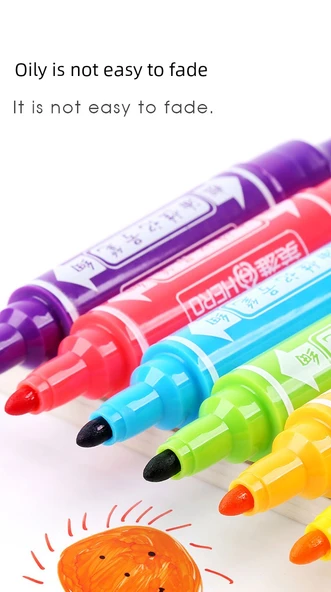 12 Renkli Poster Boyama Kalemi - Mor Kırmızı - 48 Renk - 12