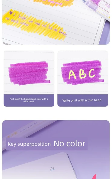 Fluoresan Kalem Seti - Yaz Güneşli [4 Renk] Koyu + 100 İndeks Postası - Resim 9