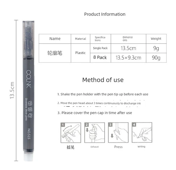 Çift Hat Gümüş Kontur ve Dantel Kalem Seti - 12 Renk Gümüş Kontur Kalem + 6 Renk Dantel Kalem - 11