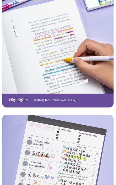 Fluoresan Kalem Seti - Yaz Güneşli [4 Renk] Koyu + 100 İndeks Postası - Resim 12