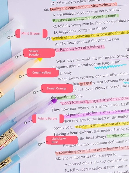 Fluoresan Vurgulayıcı Kalem - Macaron Kiraz Tozu - 3