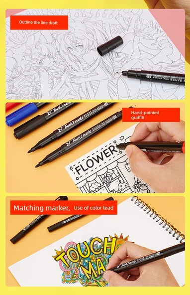 Çift Uçlu Sanat Gouline Kalemi - Su Bazlı Mavi 12 - 9