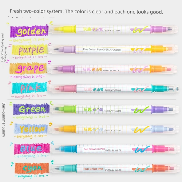 Fluoresan Kalem Seti - Yaz Güneşli [4 Renk] Koyu + 100 İndeks Postası - Resim 5