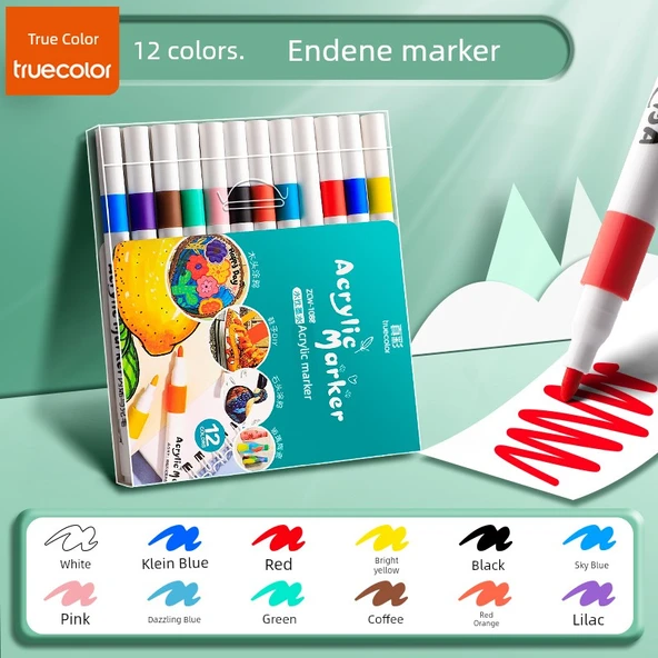 Akrilik Marker Kalemi Seti - 12 Renk - 1