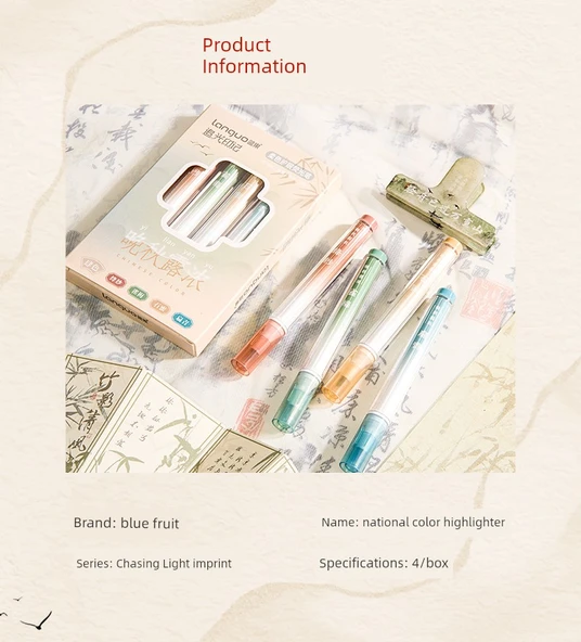 Ulusal Tarz Fluoresan Kalem - Sonbahar Çiğliği kalın 4 adet/kutu - 8