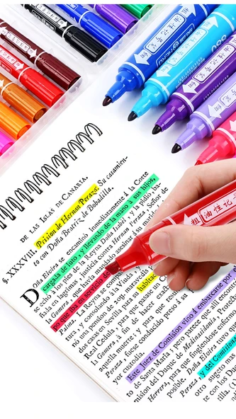 12 Renkli Poster Boyama Kalemi - Gül Kırmızı - 48 Renk - 5