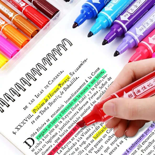 12 Renkli Poster Boyama Kalemi - Mor Kırmızı - 48 Renk - 2