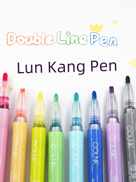 Çift Hat Kontur ve Sihirli Kalem Seti - 8 Renk Kontur Kalem + 12 Renk Sihirli Kalem - 2