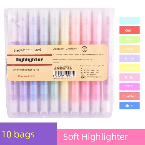 Fluoresan Vurgulayıcı Kalem - Yumuşak Renk 10 - 1