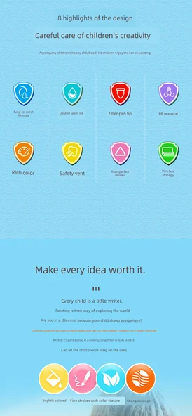 Sulu Boya Kalemleri - 18 Renk - Kalın Sap - 2 Boyama Kitabı ve Gouline Kalem ile - 9