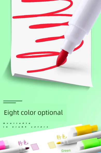 Silinebilir Çocuklar İçin Zararsız Beyaz Tahta Kalemleri - Çanta Fıçı - 24 Adet/8 Renk 3'er - 10