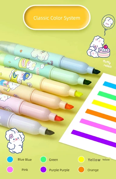 Silinebilir Flüoresan Kalem - Rastgele 1 Renk - 10