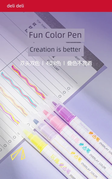 Fluoresan Kalem Seti - Yaz Güneşli [4 Renk] Koyu + 100 İndeks Postası - Resim 7