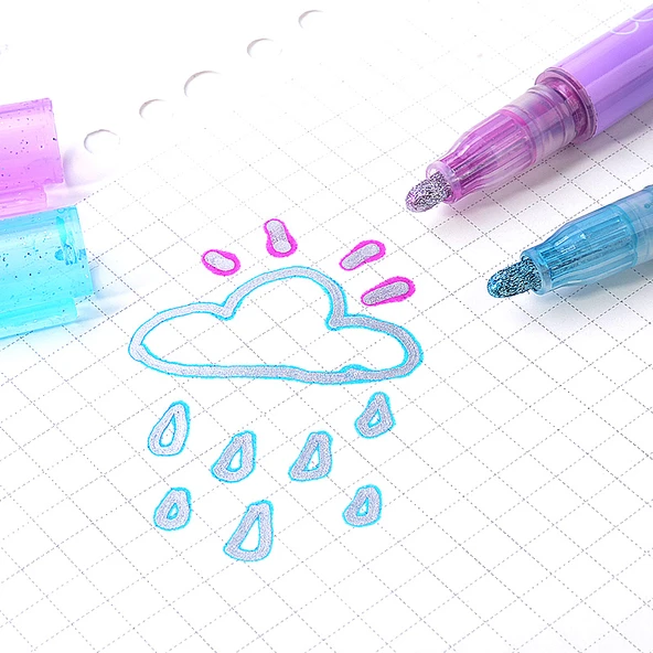 Çift Hat Kontur ve Sihirli Kalem Seti - 8 Renk Kontur Kalem + 12 Renk Sihirli Kalem - 9