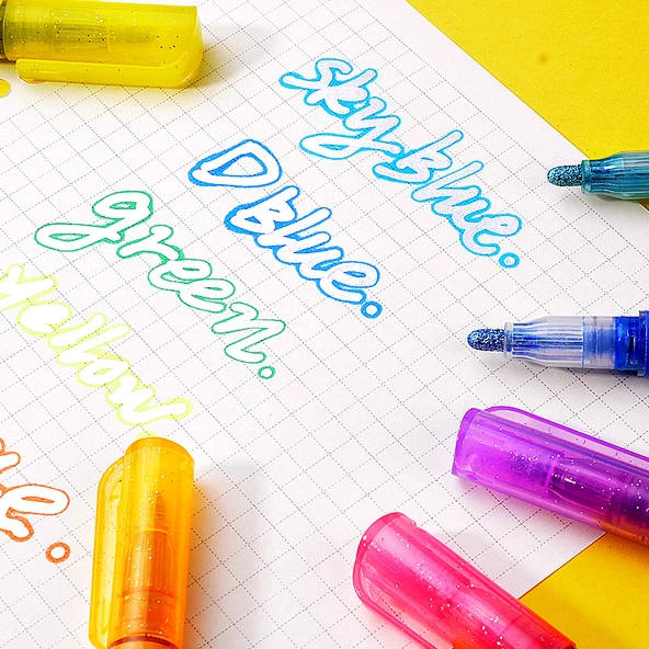 Çift Hat Kontur ve Sihirli Kalem Seti - 8 Renk Kontur Kalem + 12 Renk Sihirli Kalem - 7