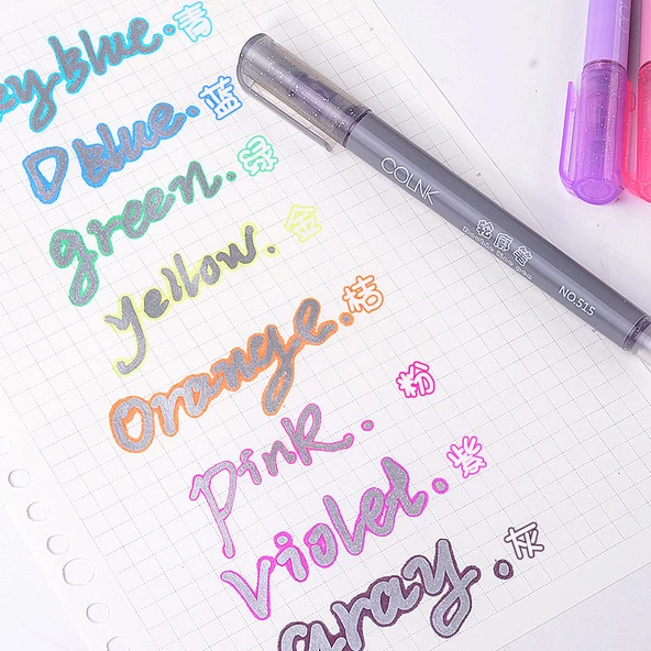 Çift Hat Kontur ve Sihirli Kalem Seti - 8 Renk Kontur Kalem + 12 Renk Sihirli Kalem - 8