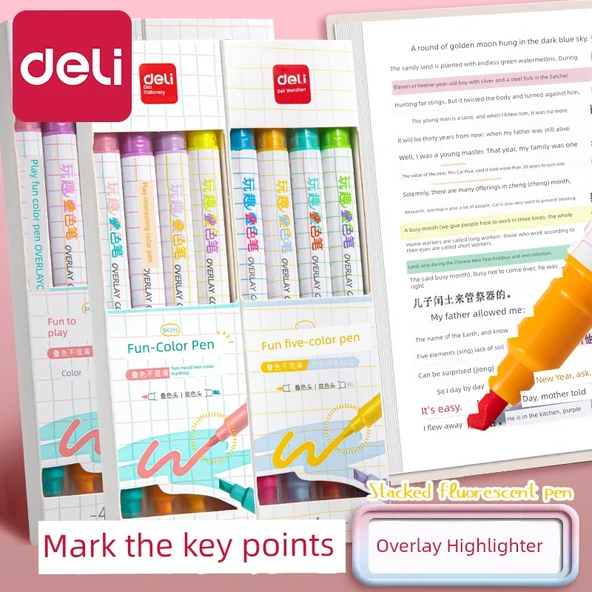 Fluoresan Kalem Seti - Yaz Güneşli [4 Renk] Koyu + 100 İndeks Postası - Resim 4