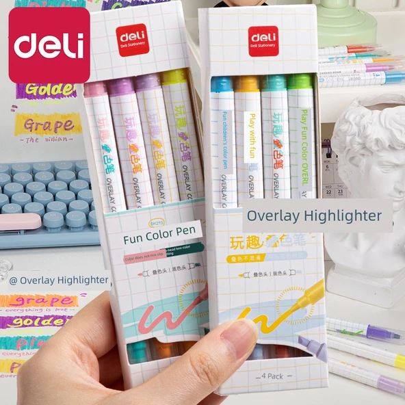 Fluoresan Kalem Seti - Yaz Güneşli [4 Renk] Koyu + 100 İndeks Postası - Resim 3