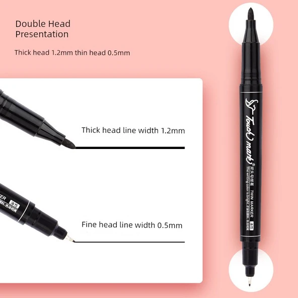 Çift Uçlu Sanat Marker Kalemi - Yağlı Kırmızı 12 (1 Kutu) - 4