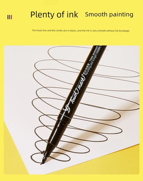 Çift Uçlu Sanat Marker Kalemi - Yağlı Kırmızı 12 (1 Kutu) - 10