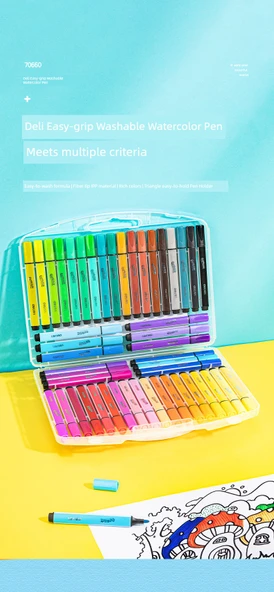 Sulu Boya Kalemleri - 18 Renk - Kalın Sap - 2 Boyama Kitabı ve Gouline Kalem ile - 8