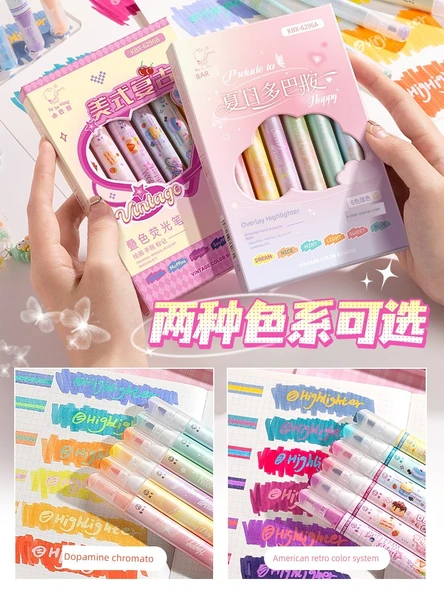 Çift Uçlu Fluoresan Marker Kalem Seti - 8 16 Renk Sevimli + Sıcak Hayat - 3