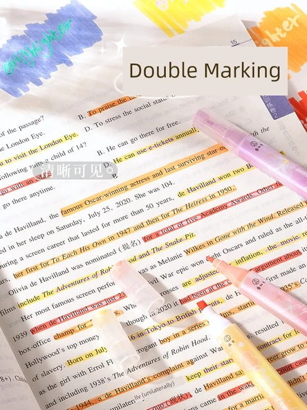 Çift Uçlu Fluoresan Marker Kalem Seti - 8 16 Renk Sevimli + Sıcak Hayat - 4