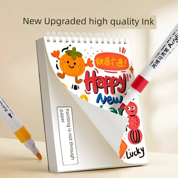 Akrilik İşaretleyici Kalem Seti - 24 Renk Profesyonel Mürekkep - 3