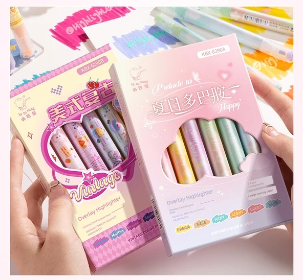 Çift Uçlu Fluoresan Marker Kalem Seti - 8 16 Renk Sevimli + Sıcak Hayat - 9