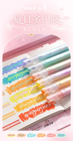 Çift Uçlu Fluoresan Marker Kalem Seti - 8 16 Renk Sevimli + Sıcak Hayat - 7