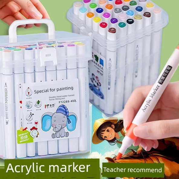 Akrilik İşaretleyici Kalem Seti - 24 Renk Profesyonel Mürekkep - 2
