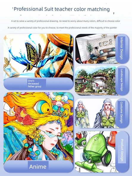 Tam Renk Seti 168 Renkli İkili Kalem Çantası İkili Uçlu Marker Seti - 8 Hediye - 6