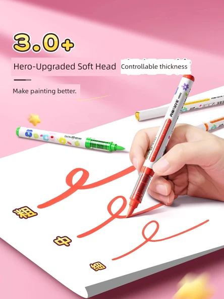 Küçük Aslan Akrilik Marker Kalem Seti - 24 Renk - Akıllı Mürekkep Kontrol - Büyük Kapasite - 4