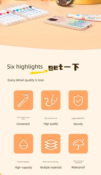 Akrilik Marker Kalem Seti - 100 Üçgen Çubuk - 48 Renk Kutulu - 9