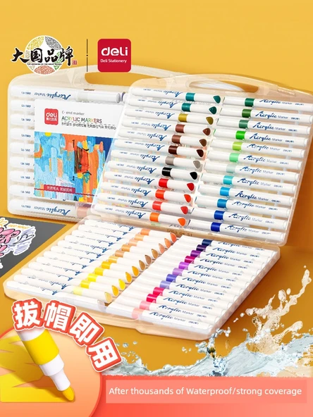 Akrilik Marker Kalem Seti - 100 Üçgen Çubuk - 36 Renk Kutulu - 2