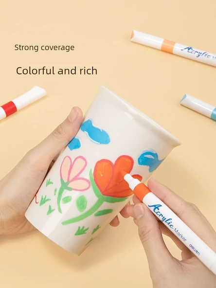 Akrilik Marker Kalem Seti - 100 Üçgen Çubuk - 48 Renk Kutulu - 6