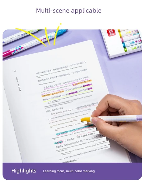 Çift Uçlu Anti-Blooming Flüoresan Marker Kalemi - Tam Renk Seti - 8 Adet - 11