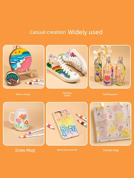 Akrilik Marker Kalem Seti - 100 Üçgen Çubuk - 48 Renk Kutulu - 4