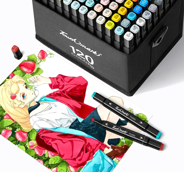 Tam Renk Seti 168 Renkli İkili Kalem Çantası İkili Uçlu Marker Seti - 8 Hediye - 8