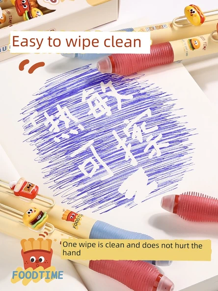 Silinebilir Jel Kalem 0.5mm - Atıştırmalık Dükkanları + Kiraz Çiçeği Kedisi / Kristal Mavi - 8'li Kutu - Resim 6