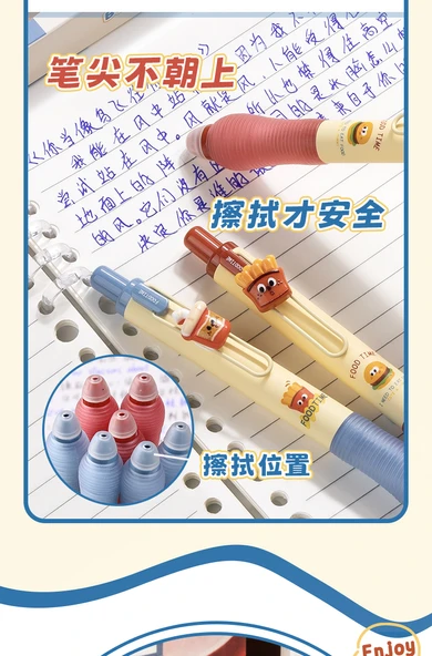 Silinebilir Jel Kalem 0.5mm - Atıştırmalık Dükkanları + Kiraz Çiçeği Kedisi / Kristal Mavi - 8'li Kutu - Resim 11